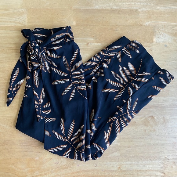 A New Day Palazzo Wide Leg Leaf Elastic Wrap Pants - Picture 5 of 10